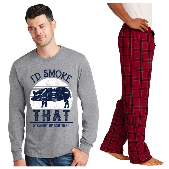 Id Smoke That Straight Up Southern Pig Vintage Long Sleeve Pajama Set