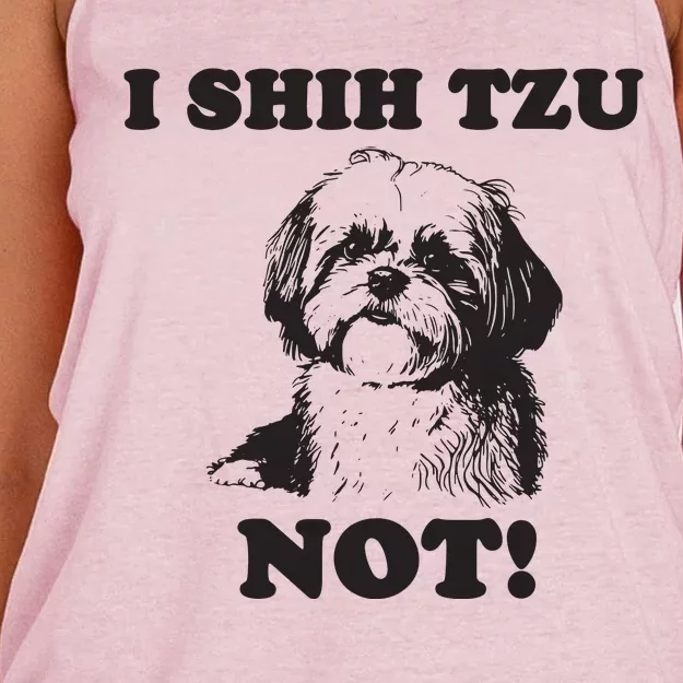 I SHIH TZU NOT Funny Shih Tzu Dog Women's Knotted Racerback Tank