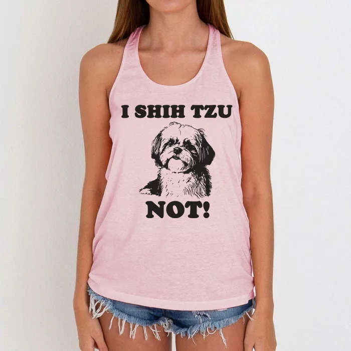 I SHIH TZU NOT Funny Shih Tzu Dog Women's Knotted Racerback Tank