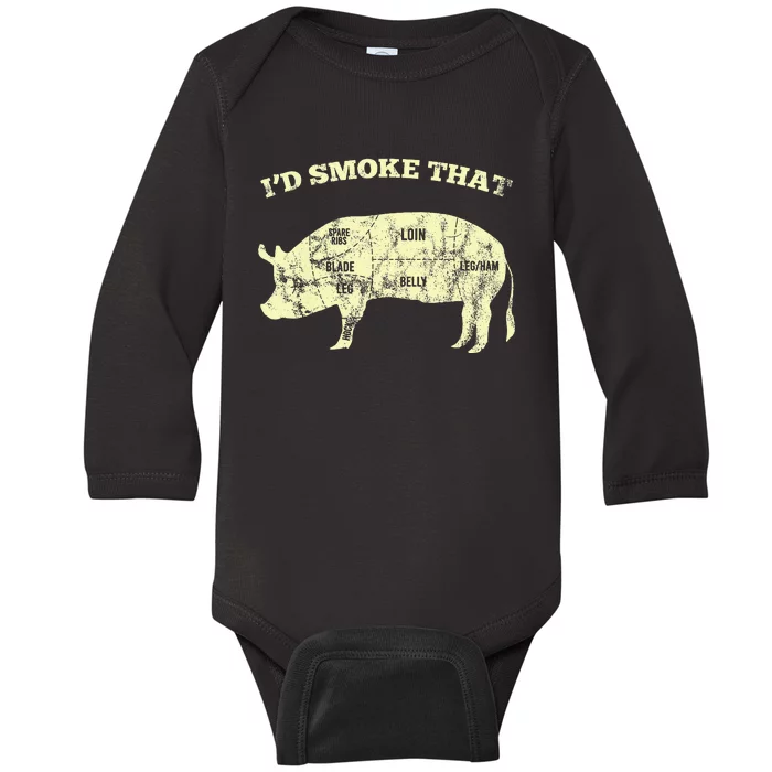 Id Smoke That Pig For A Culinary Student Baby Long Sleeve Bodysuit