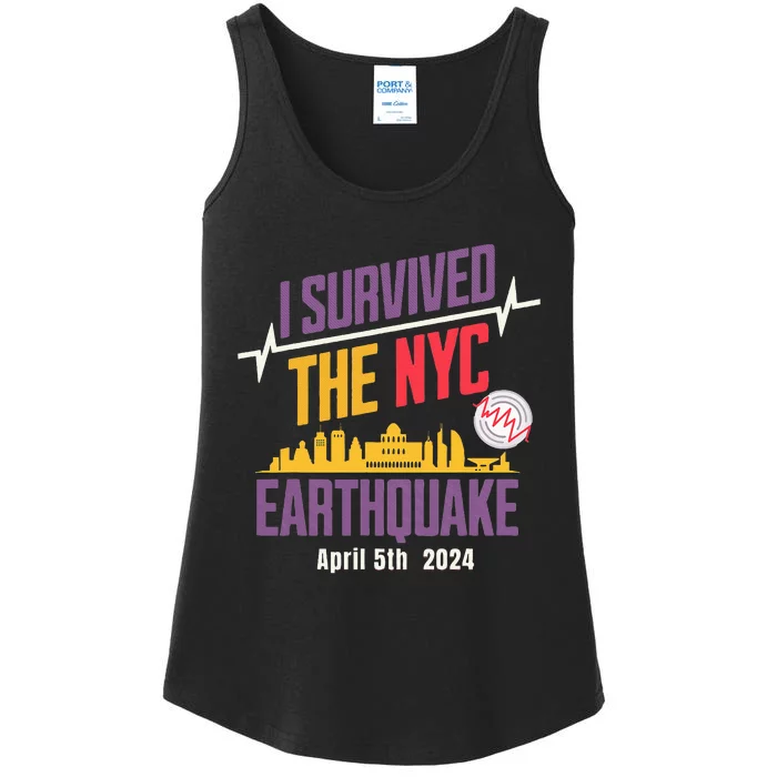 I Survived The Nyc Earthquake April 5 2024 Ladies Essential Tank