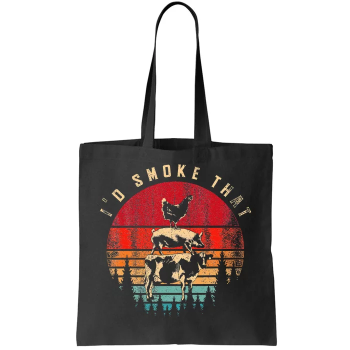 Id Smoke That Funny Smoked Meat BBQ Chef Barbecue Tote Bag