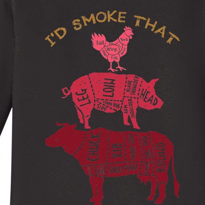 Id Smoke That Barbecue Baby Long Sleeve Bodysuit