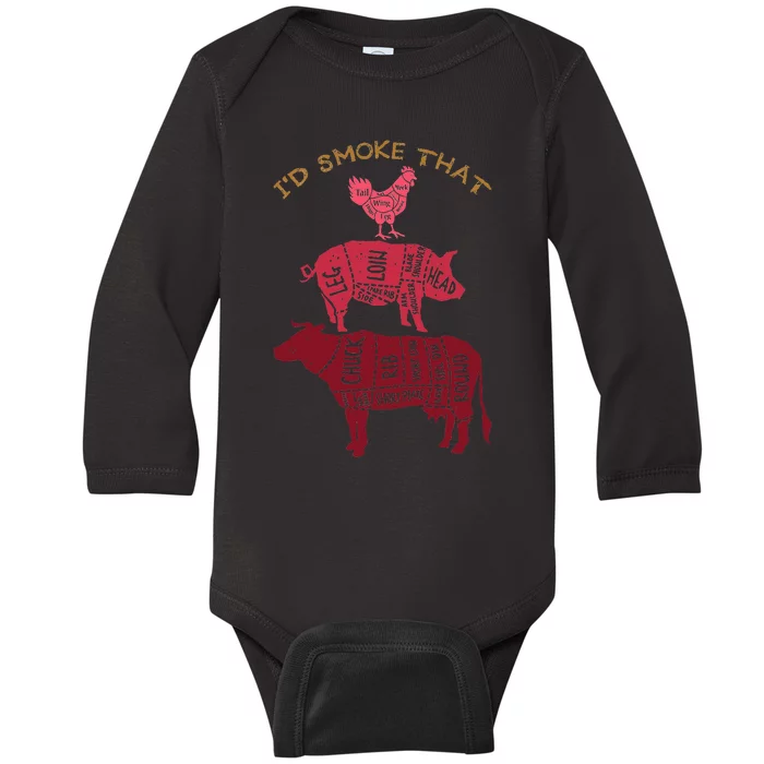 Id Smoke That Barbecue Baby Long Sleeve Bodysuit