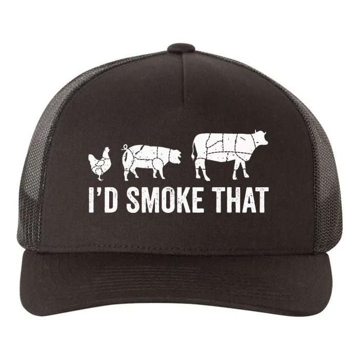 I'd Smoke That Fun BBQ Smoker Chef Yupoong Adult 5-Panel Trucker Hat