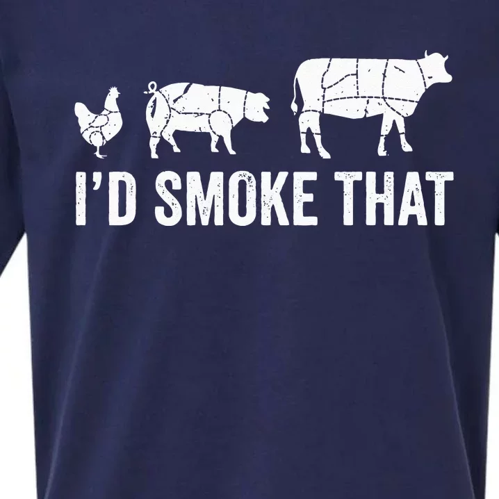 I'd Smoke That Fun BBQ Smoker Chef Sueded Cloud Jersey T-Shirt