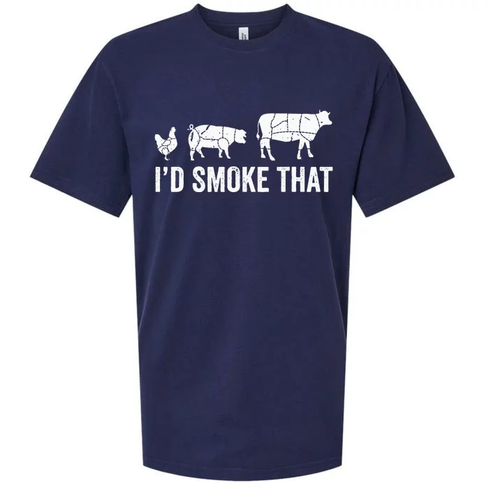 I'd Smoke That Fun BBQ Smoker Chef Sueded Cloud Jersey T-Shirt