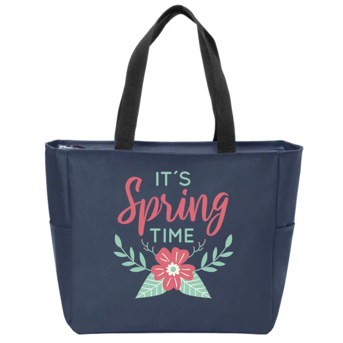 It's Spring Time Flower Zip Tote Bag