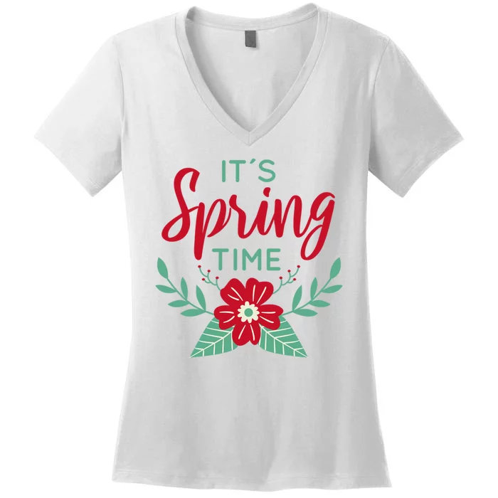 It's Spring Time Flower Women's V-Neck T-Shirt