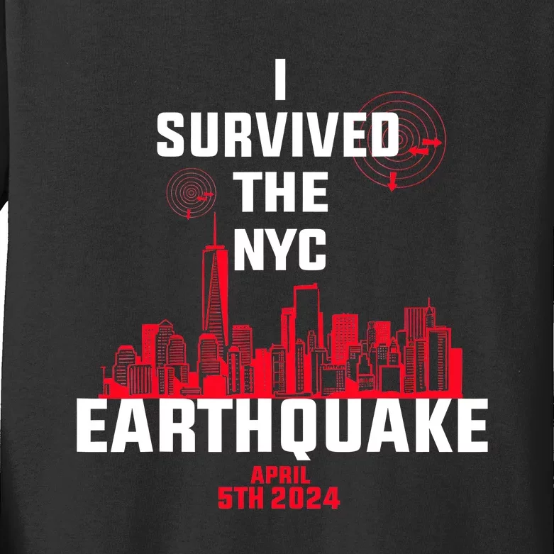 I Survived The Nyc Earthquake Kids Long Sleeve Shirt