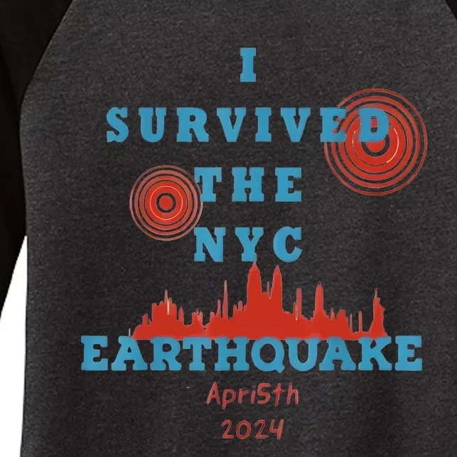 I Survived The Nyc Earthquake Women's Tri-Blend 3/4-Sleeve Raglan Shirt