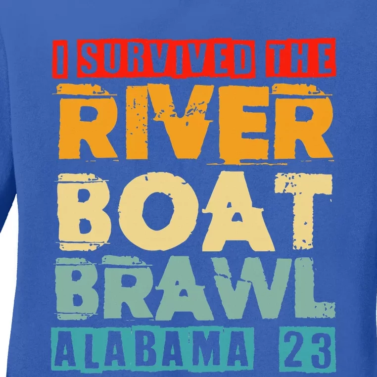 I Survived The Riverboat Brawl Alabama Funny Montgomery AL Ladies Long Sleeve Shirt