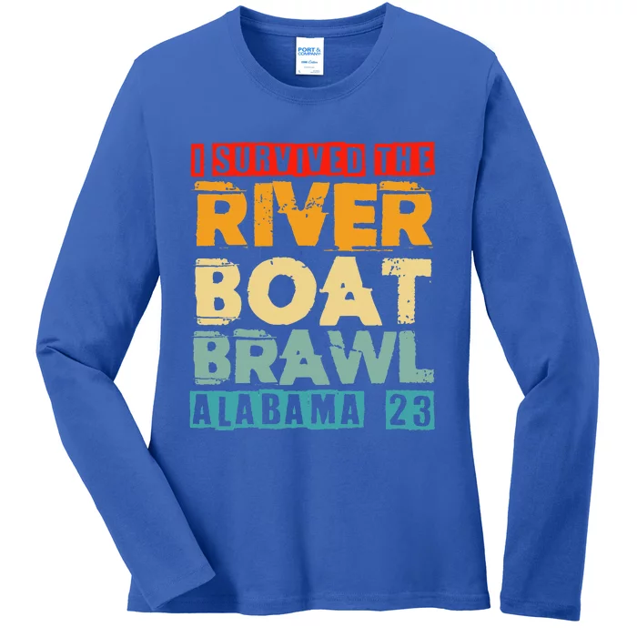 I Survived The Riverboat Brawl Alabama Funny Montgomery AL Ladies Long Sleeve Shirt