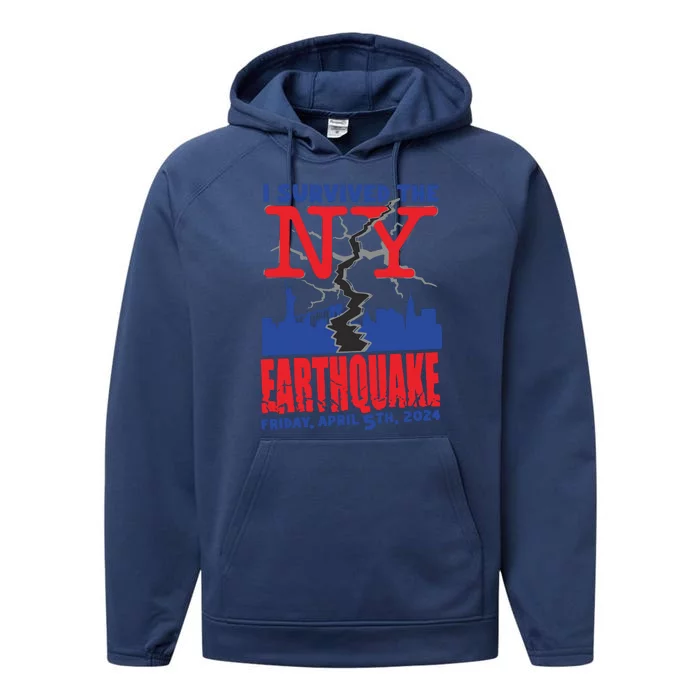 I Survived The Nyc Earthquake 2024 Performance Fleece Hoodie