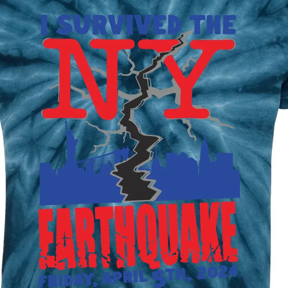 I Survived The Nyc Earthquake 2024 Kids Tie-Dye T-Shirt