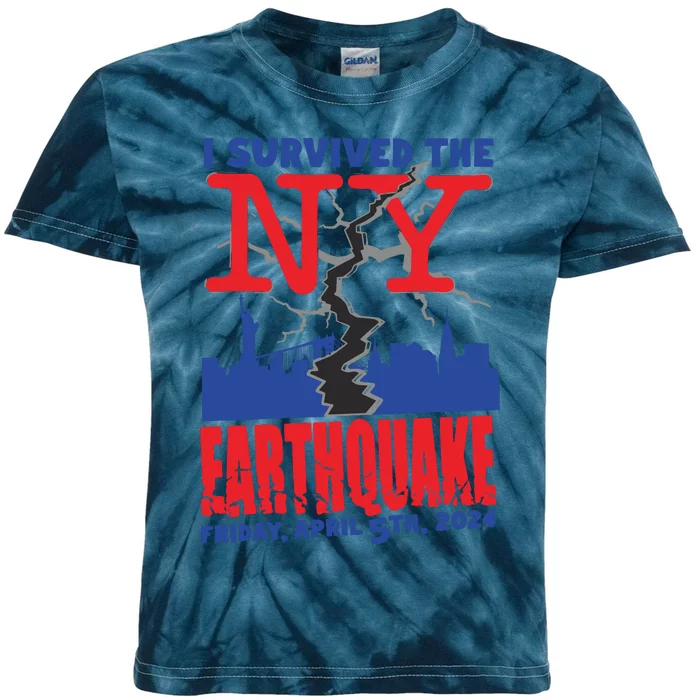 I Survived The Nyc Earthquake 2024 Kids Tie-Dye T-Shirt