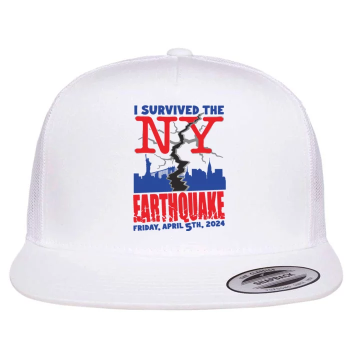 I Survived The Nyc Earthquake 2024 Flat Bill Trucker Hat