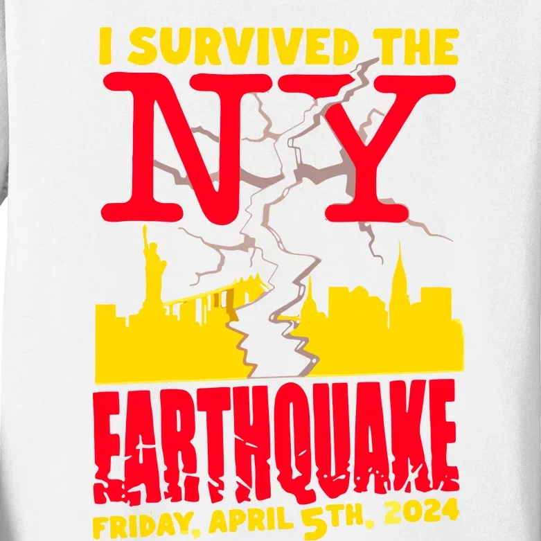 I Survived The Nyc Earthquake 2024 Kids Long Sleeve Shirt