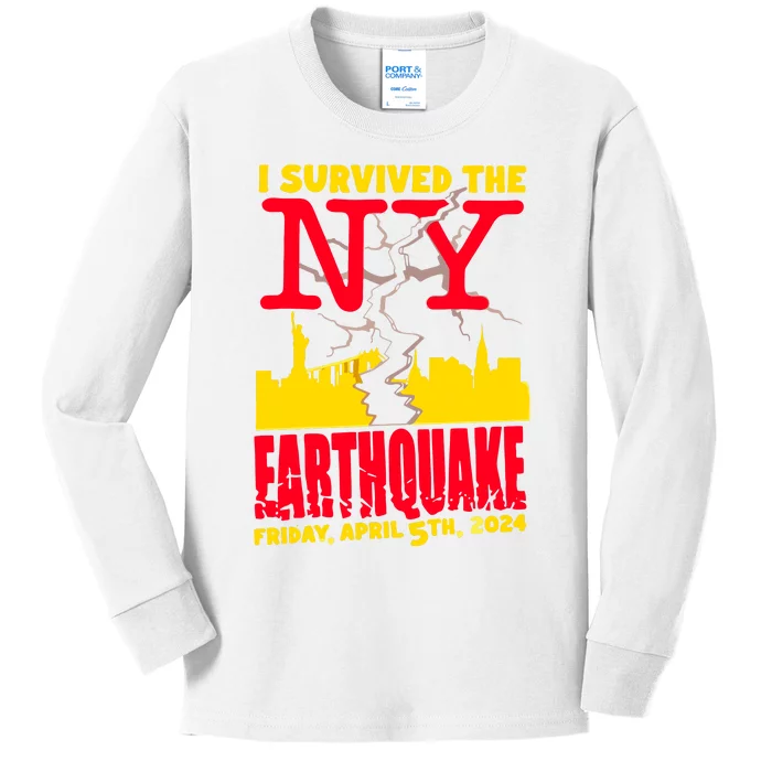 I Survived The Nyc Earthquake 2024 Kids Long Sleeve Shirt