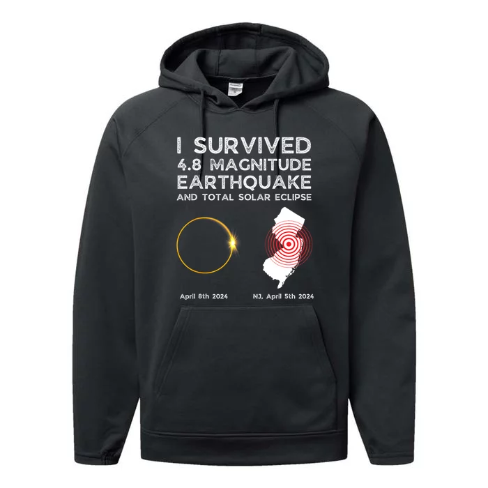 I Survived The Nj Earthquake And The Total Solar Eclipse Performance Fleece Hoodie