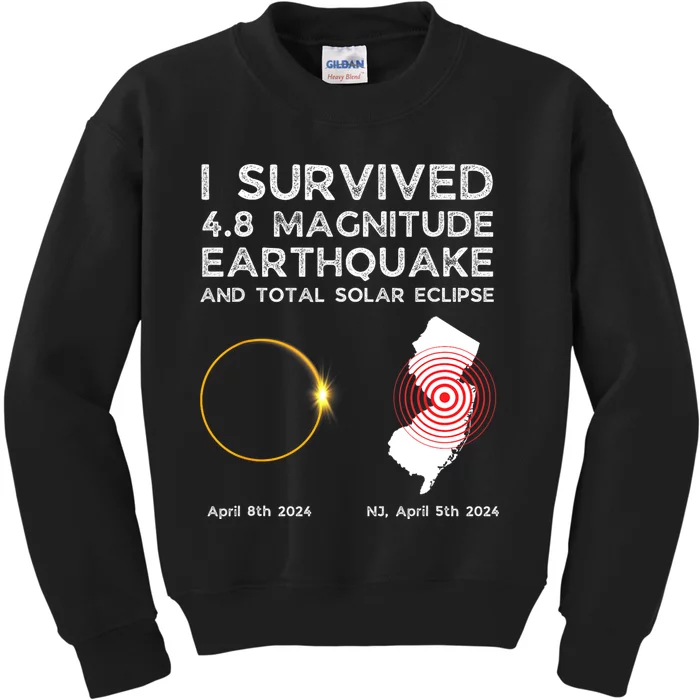 I Survived The Nj Earthquake And The Total Solar Eclipse Kids Sweatshirt