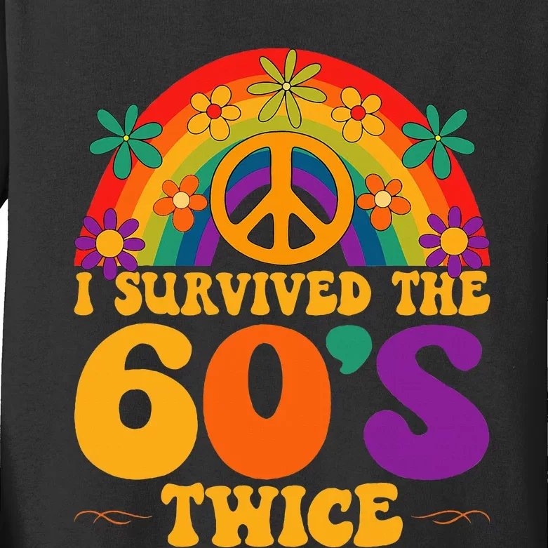 I Survived The 60s Twice Sixties 70th 70s Year Old Birthday Kids Long Sleeve Shirt