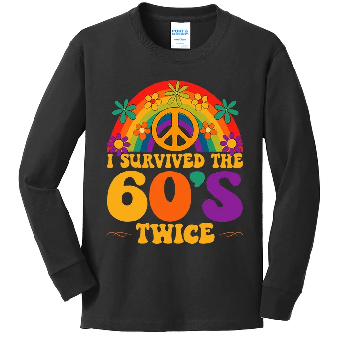 I Survived The 60s Twice Sixties 70th 70s Year Old Birthday Kids Long Sleeve Shirt