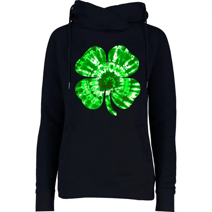 Irish Shamrock Tie Dye Happy St PatrickS Day Go Lucky Gift Womens Funnel Neck Pullover Hood