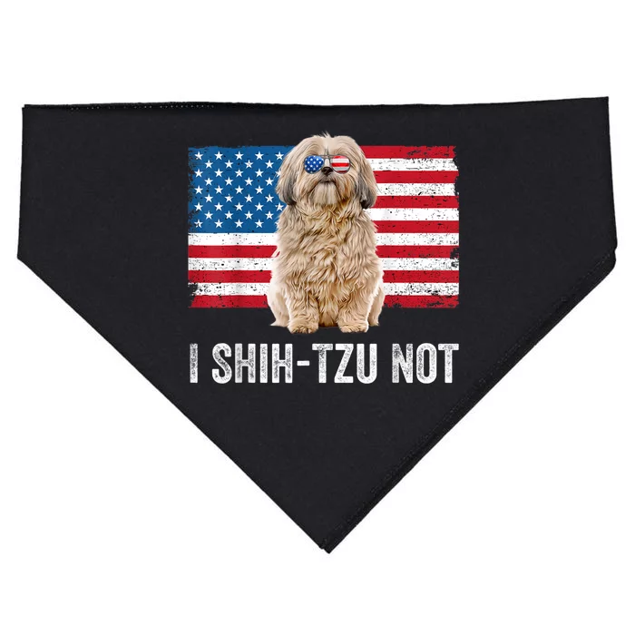 I Shih Tzu Not American Flag Dog Lover Owner Shih Tzu Funny USA-Made Doggie Bandana