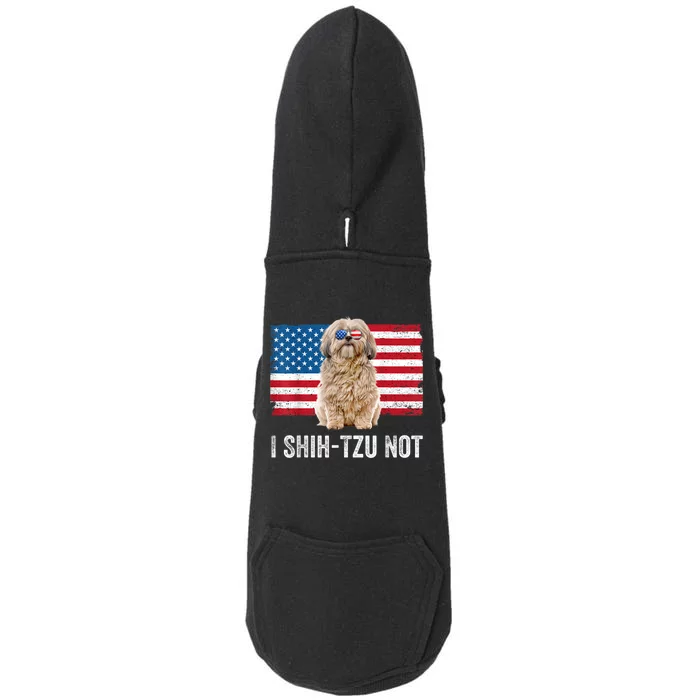 I Shih Tzu Not American Flag Dog Lover Owner Shih Tzu Funny Doggie 3-End Fleece Hoodie