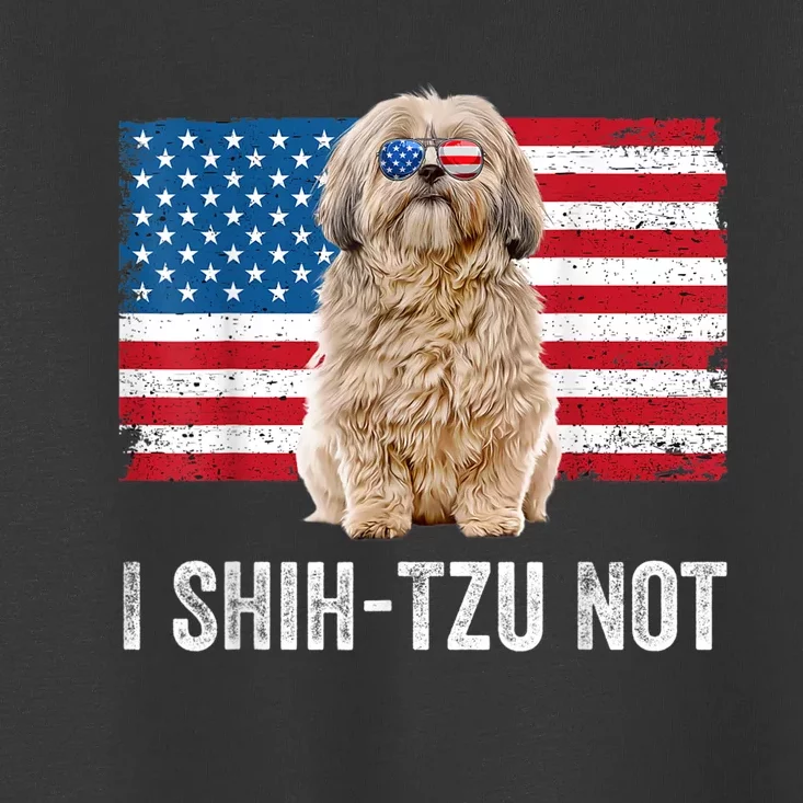 I Shih Tzu Not American Flag Dog Lover Owner Shih Tzu Funny Toddler T-Shirt