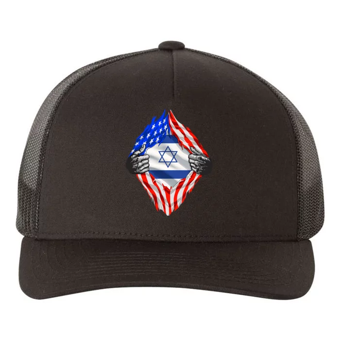 Israel Strong Usa Israel Flag American Israeli Roots Jewish Yupoong Adult 5-Panel Trucker Hat