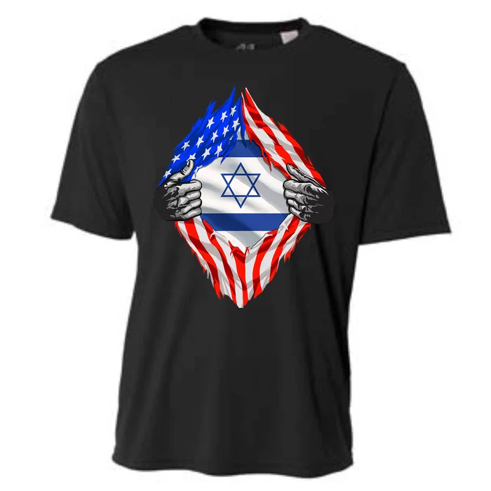 Israel Strong Usa Israel Flag American Israeli Roots Jewish Cooling Performance Crew T-Shirt