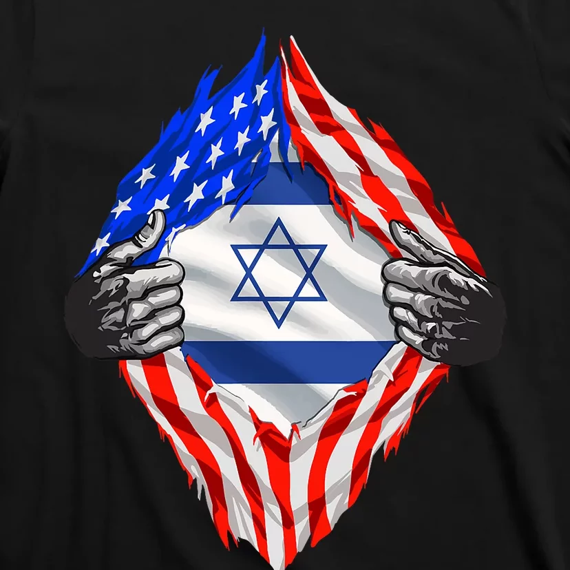 Israel Strong Usa Israel Flag American Israeli Roots Jewish T-Shirt