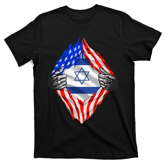 Israel Strong Usa Israel Flag American Israeli Roots Jewish T-Shirt