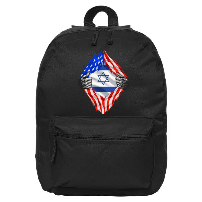 Israel Strong Usa Israel Flag American Israeli Roots Jewish 16 in Basic Backpack