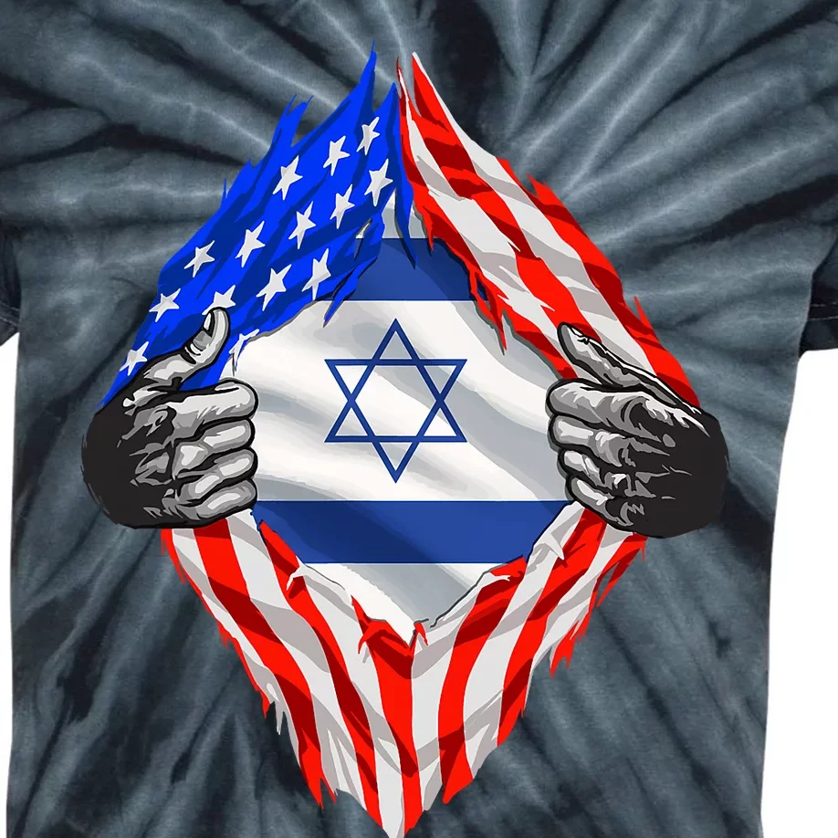 Israel Strong Usa Israel Flag American Israeli Roots Jewish Kids Tie-Dye T-Shirt