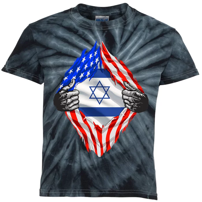 Israel Strong Usa Israel Flag American Israeli Roots Jewish Kids Tie-Dye T-Shirt