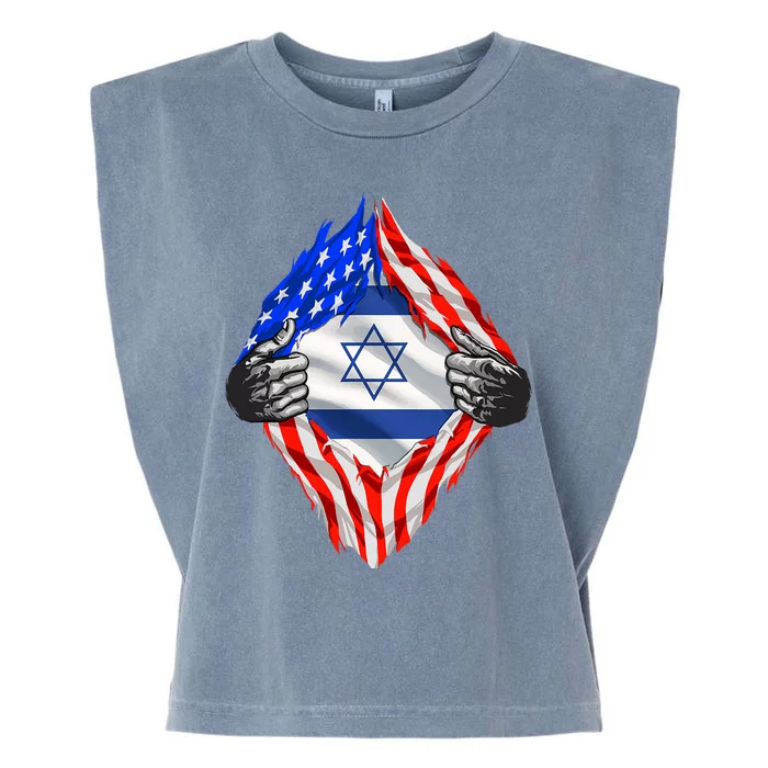 Israel Strong Usa Israel Flag American Israeli Roots Jewish Garment-Dyed Women's Muscle Tee