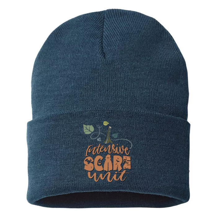 Intensive Scare Unit Halloween ICU Nurse Sustainable Knit Beanie