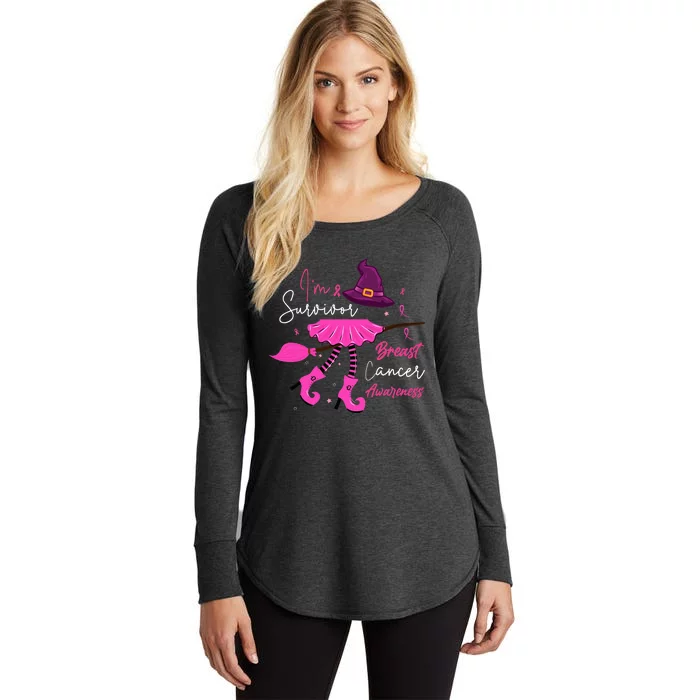 I’m Survivor Witch Breast Cancer Pink Ribbon Halloween Women's Perfect Tri Tunic Long Sleeve Shirt