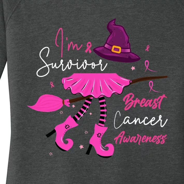 I’m Survivor Witch Breast Cancer Pink Ribbon Halloween Women's Perfect Tri Tunic Long Sleeve Shirt