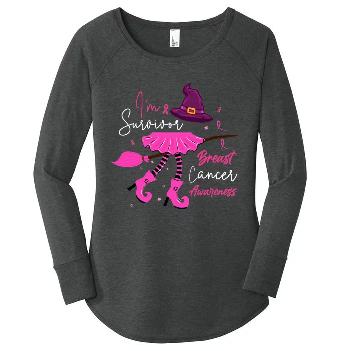 I’m Survivor Witch Breast Cancer Pink Ribbon Halloween Women's Perfect Tri Tunic Long Sleeve Shirt