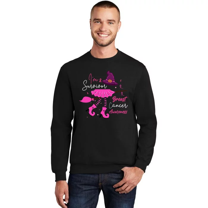 I’m Survivor Witch Breast Cancer Pink Ribbon Halloween Tall Sweatshirt