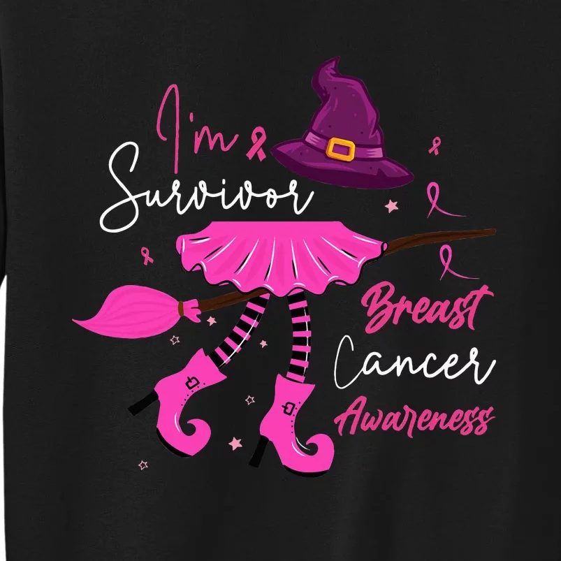 I’m Survivor Witch Breast Cancer Pink Ribbon Halloween Tall Sweatshirt