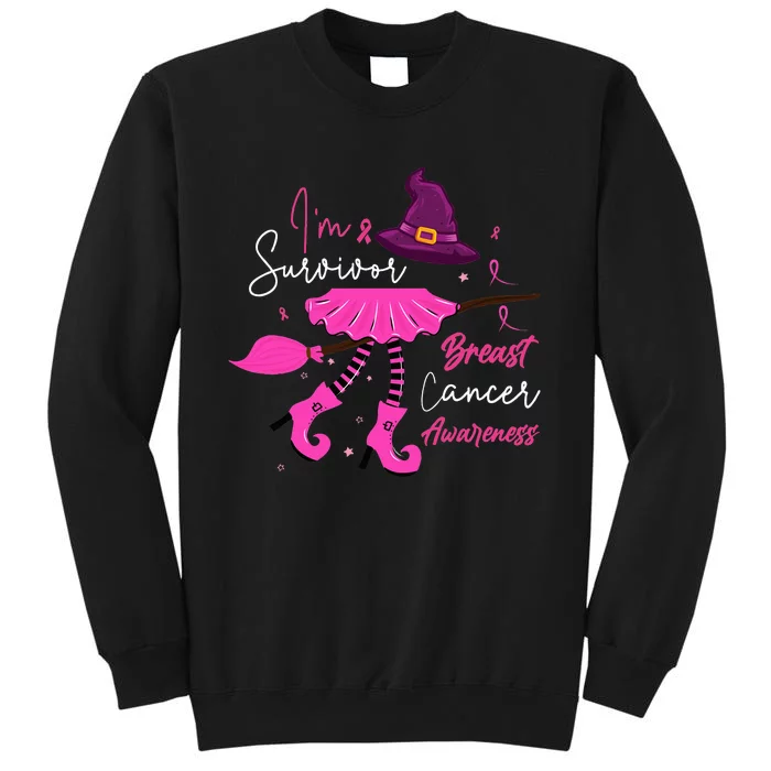 I’m Survivor Witch Breast Cancer Pink Ribbon Halloween Tall Sweatshirt