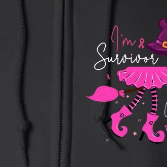 I’m Survivor Witch Breast Cancer Pink Ribbon Halloween Full Zip Hoodie