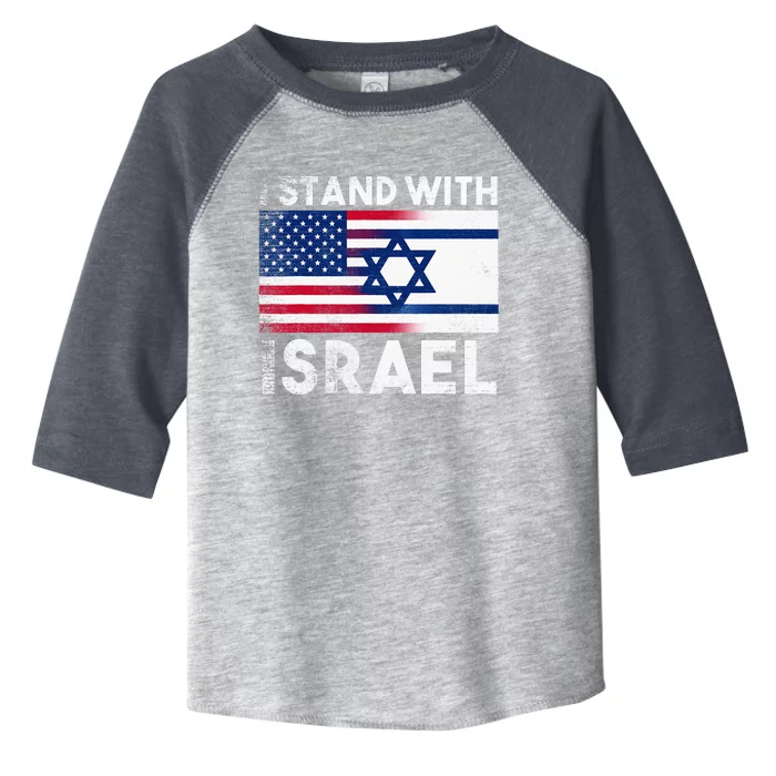 I Stand With Israel Pray For Israel US and Israel Flag Toddler Fine Jersey T-Shirt