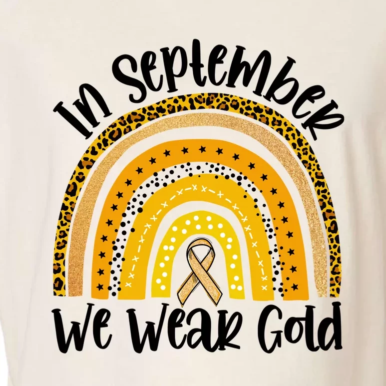 In September We Wear Gold Rainbow Hood Cancer Awareness Gift Garment-Dyed Women's Muscle Tee