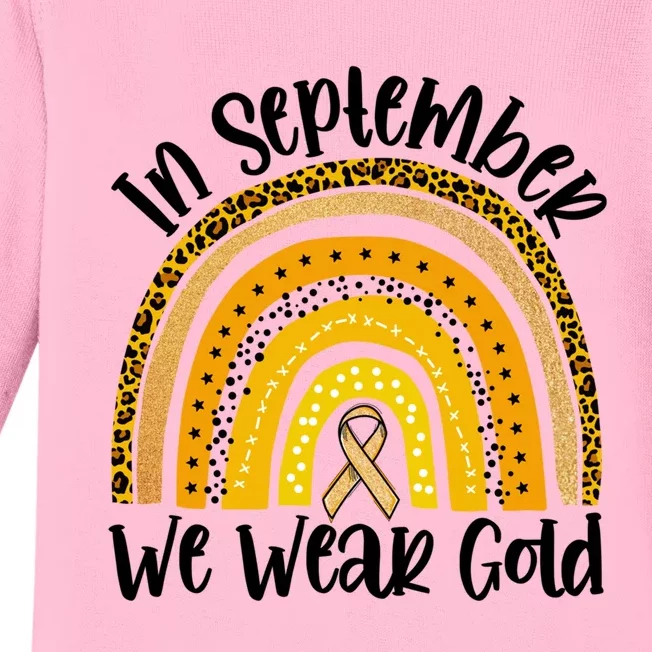 In September We Wear Gold Rainbow Hood Cancer Awareness Gift Baby Long Sleeve Bodysuit